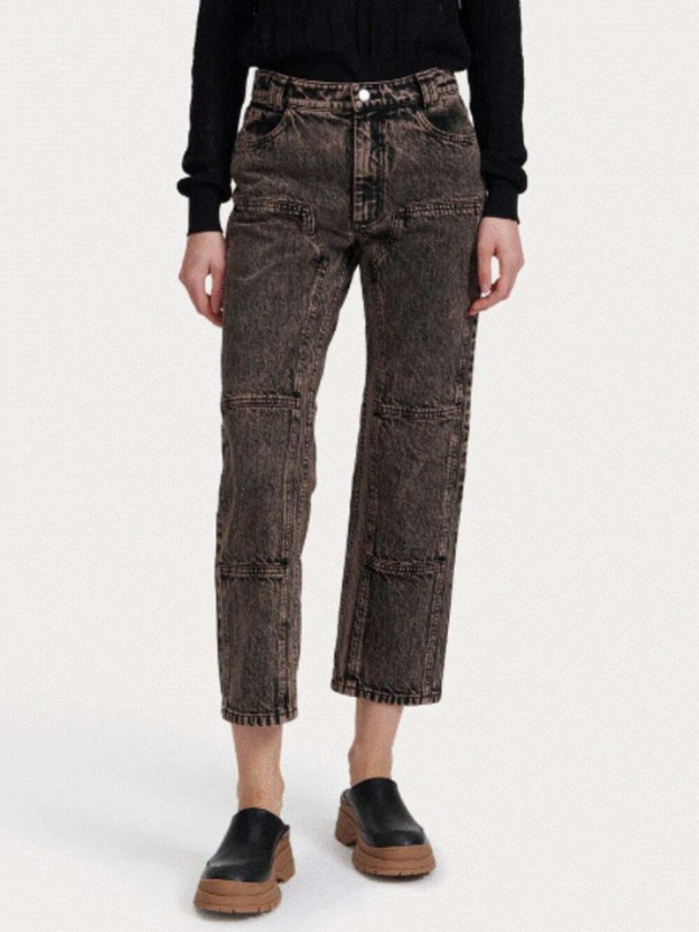Rachel Comey Normandy Brown Acid Wash Cropped Jeans Size 10